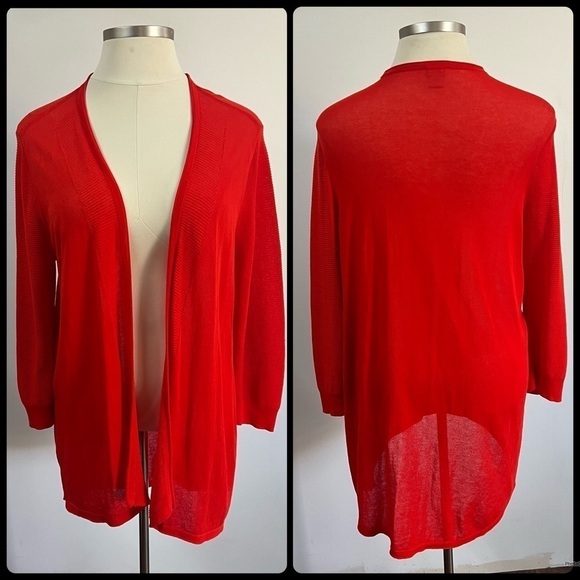 Chico’s High Low Hem Ribbed Cotton Blend Cardigan - Picture 2 of 13